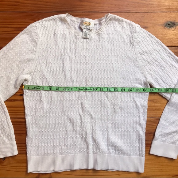 Talbots Pima Cotton White Cable Knit Sweater, EUC, L - Picture 4 of 9